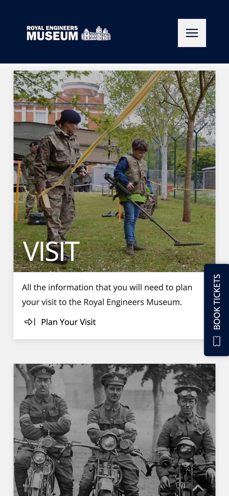 The Visit tile on a phone, full width with a description and link
